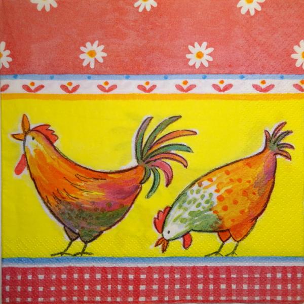 019 Rooster,  Hen - 3 ply - (red)